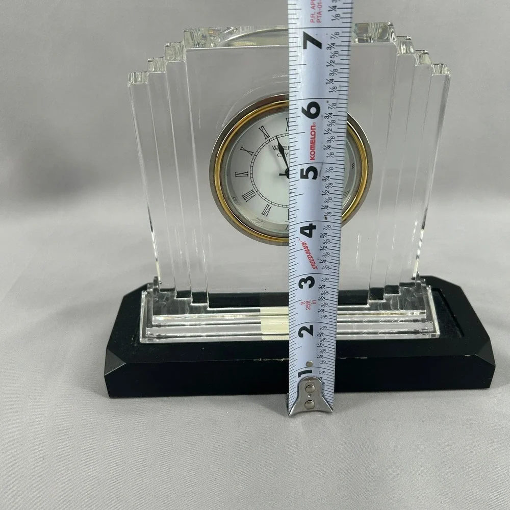 Waterford Crystal Metropolitan Desk Clock Art Deco Lead Crystal Made in Ireland